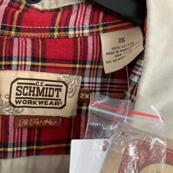 C.E. Schmidt workwear NWT button front barn chores shacket/shirt sz 2x - Picture 2 of 3